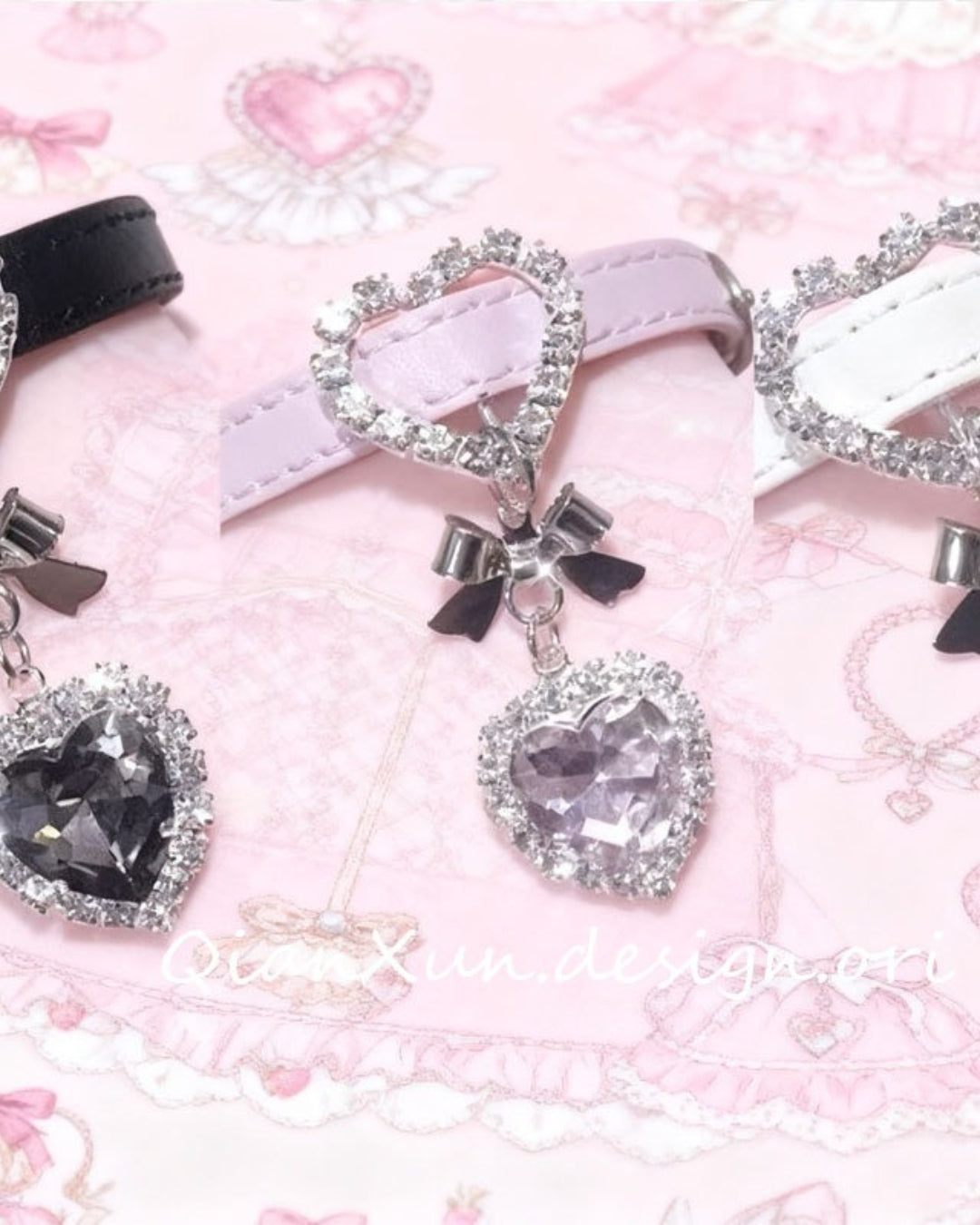 GyaruLab Y2K Coquette Butterfly Heart Rhinestone Choker