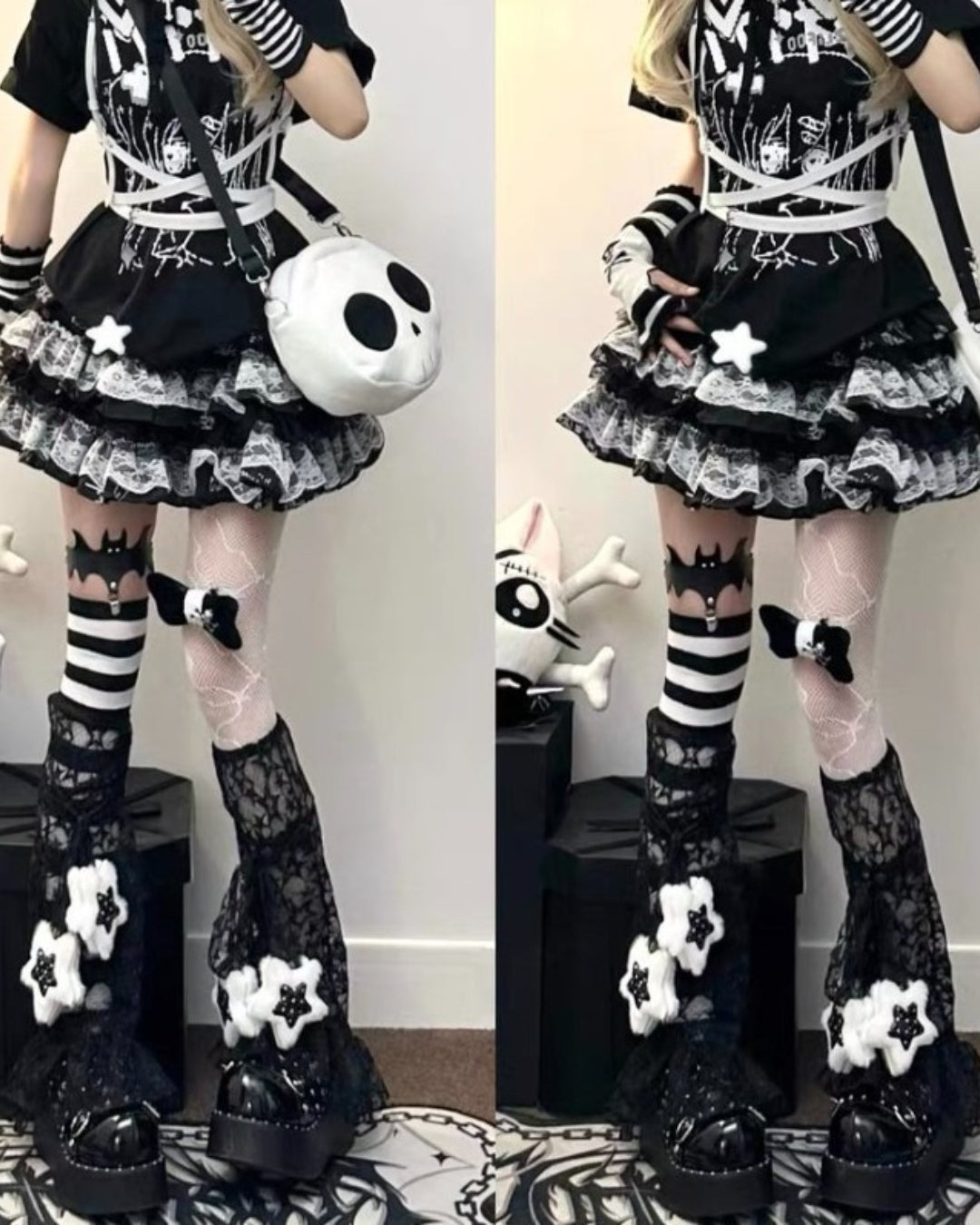 GyaruLab Y2K Lace Gothic Leg Warmers Set