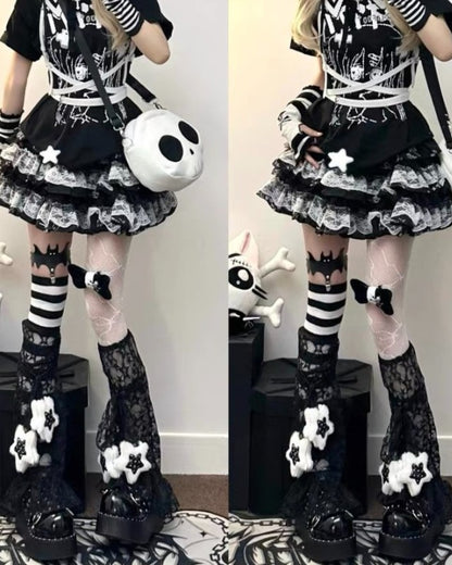 GyaruLab Y2K Lace Gothic Leg Warmers Set