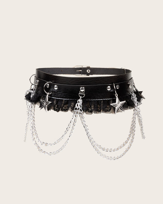 GyaruLab Punk Chain Lace Waist Belt