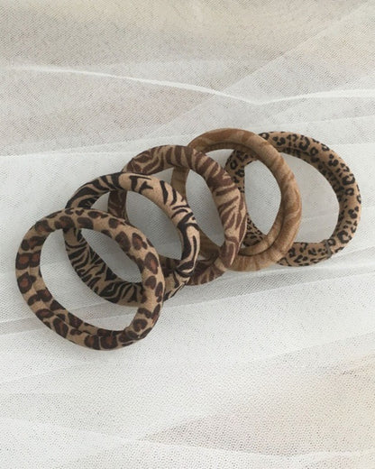 GyaruLab Leopard Bow Headband Hair Tie Set