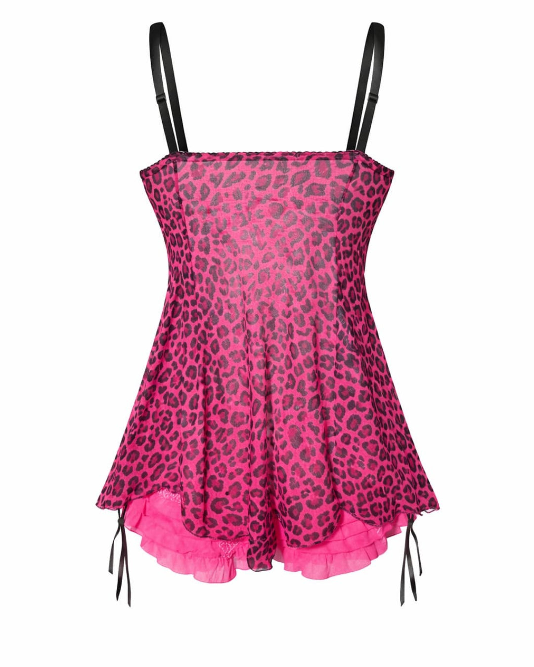 GyaruLab Sexy Lace Stitching Top Gothic Leopard Mesh Cami