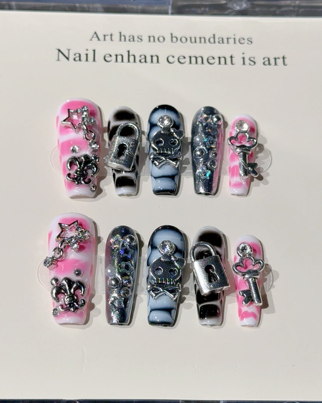 GyaruLab Dark Chrome Lock Press On Nails