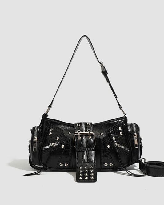 GyaruLab Black Studded Rokku Shoulder Bag