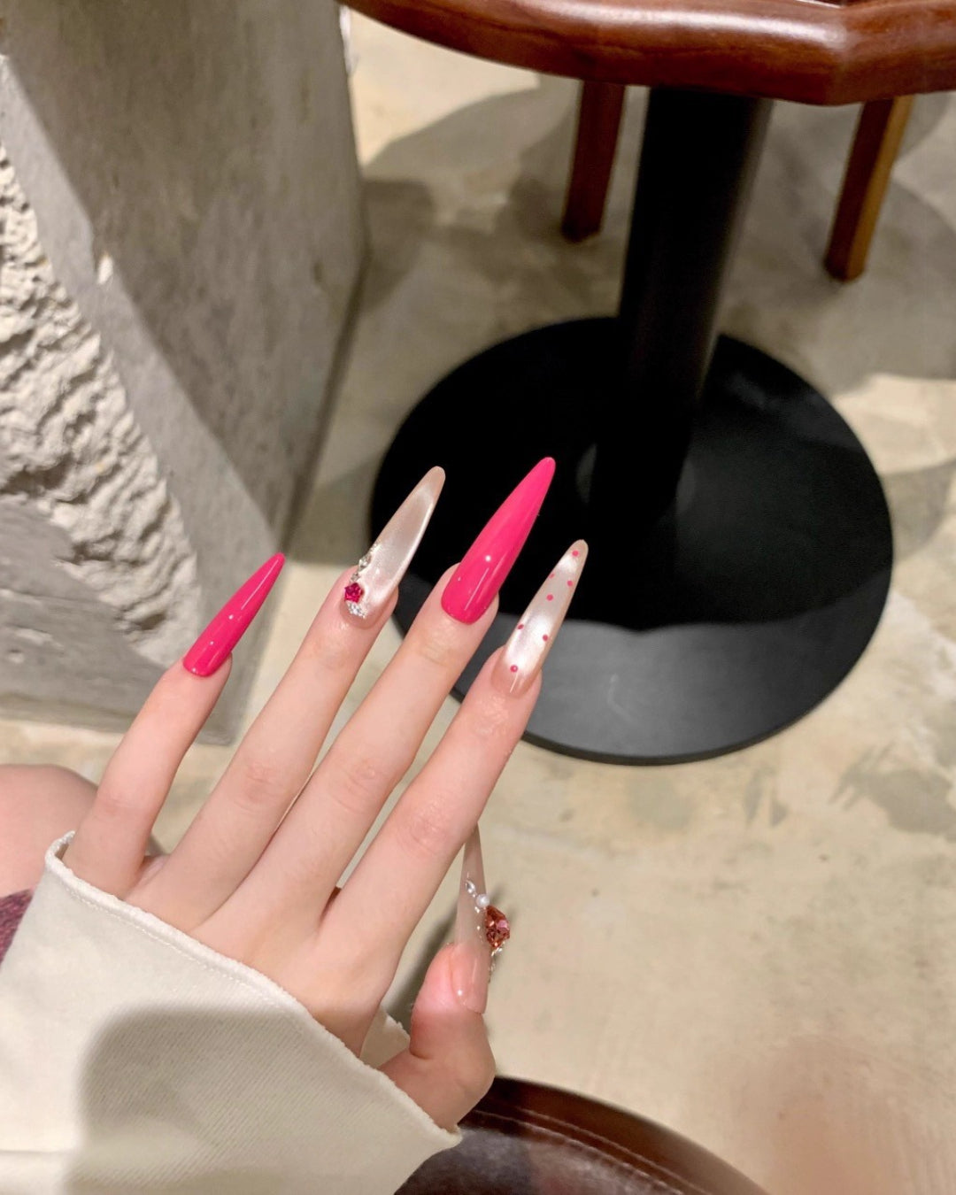 GyaruLab Hot Pink Stiletto Press On Nails