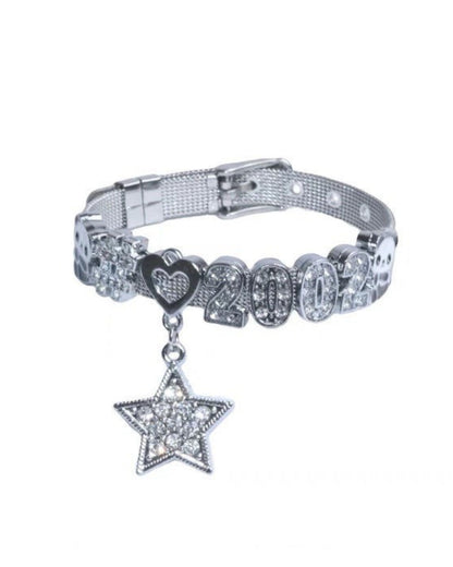 GyaruLab Y2K Rhinestone 2002 Star Charm Bracelet
