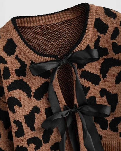 GyaruLab Amekaji Knitwear Y2K Shibuya Tie-Front Cropped Cardigan - GyaruLab