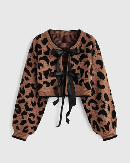 GyaruLab Amekaji Knitwear Y2K Shibuya Tie-Front Cropped Cardigan - GyaruLab