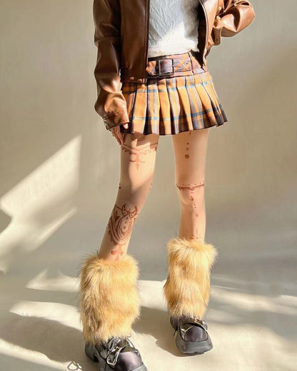 GyaruLab "Arctic Plush" Faux Fur Leg Warmers - GyaruLab