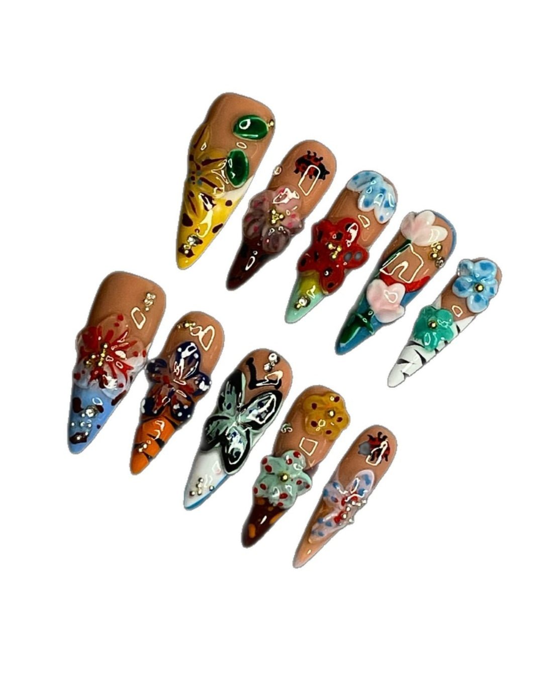 GyaruLab "Artisanal" 3D Sculpted Floral Nails - GyaruLab