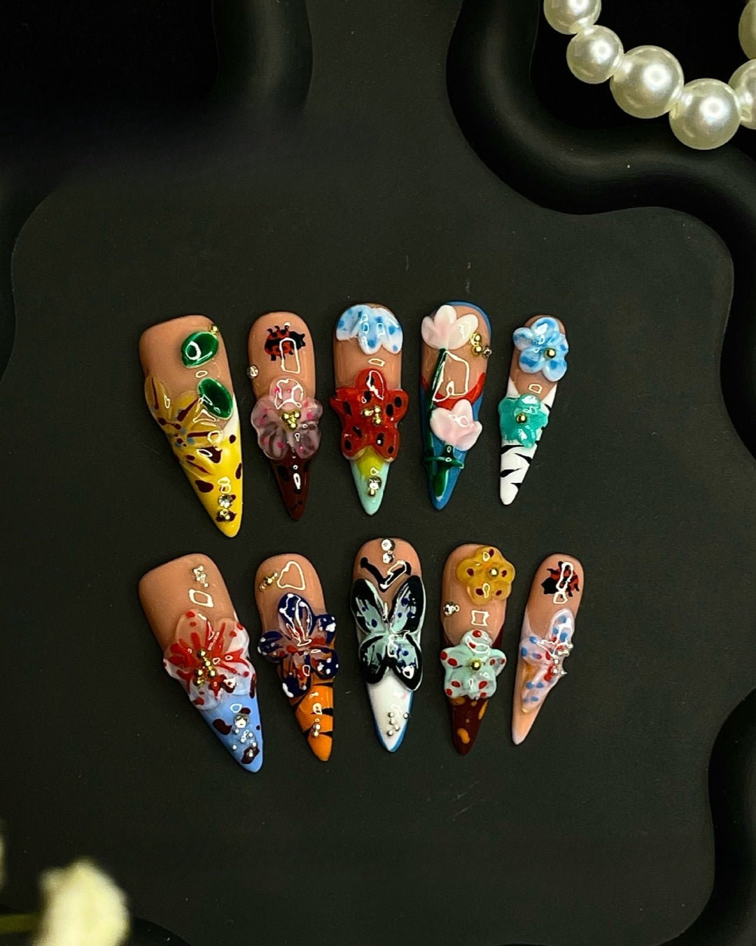 GyaruLab "Artisanal" 3D Sculpted Floral Nails - GyaruLab