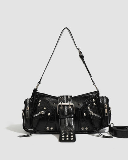 GyaruLab Black Studded Rokku Shoulder Bag - GyaruLab