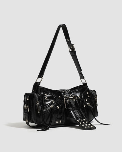 GyaruLab Black Studded Rokku Shoulder Bag - GyaruLab