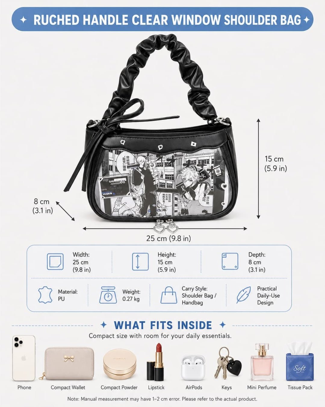 GyaruLab Clear Window Ita Bag – Kawaii Y2K Shoulder Bag - GyaruLab