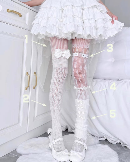 GyaruLab Coquette Layered Starter Set Tights & Leg Warmers (5PCS) – Hime & Kogyaru - GyaruLab