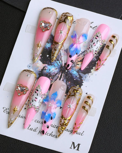 GyaruLab "Cosmic Candy" Leopard Chrome Nails - GyaruLab