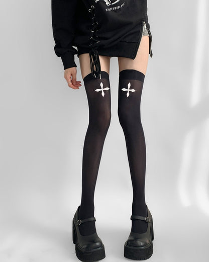 GyaruLab Cross Thigh High Y2K Stockings - GyaruLab