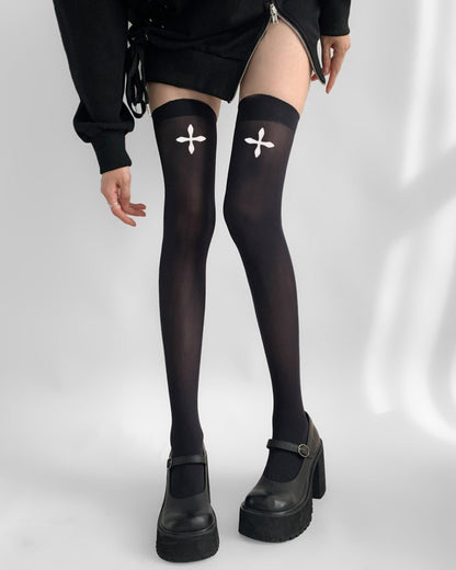 GyaruLab Cross Thigh High Y2K Stockings - GyaruLab