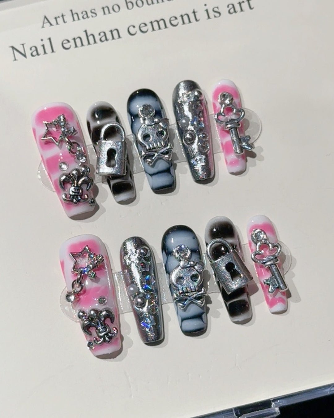 GyaruLab Dark Chrome Lock Press On Nails - GyaruLab