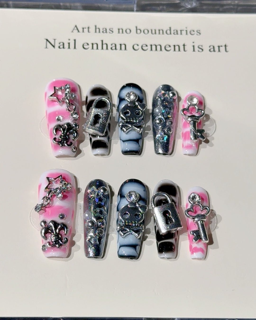GyaruLab Dark Chrome Lock Press On Nails - GyaruLab