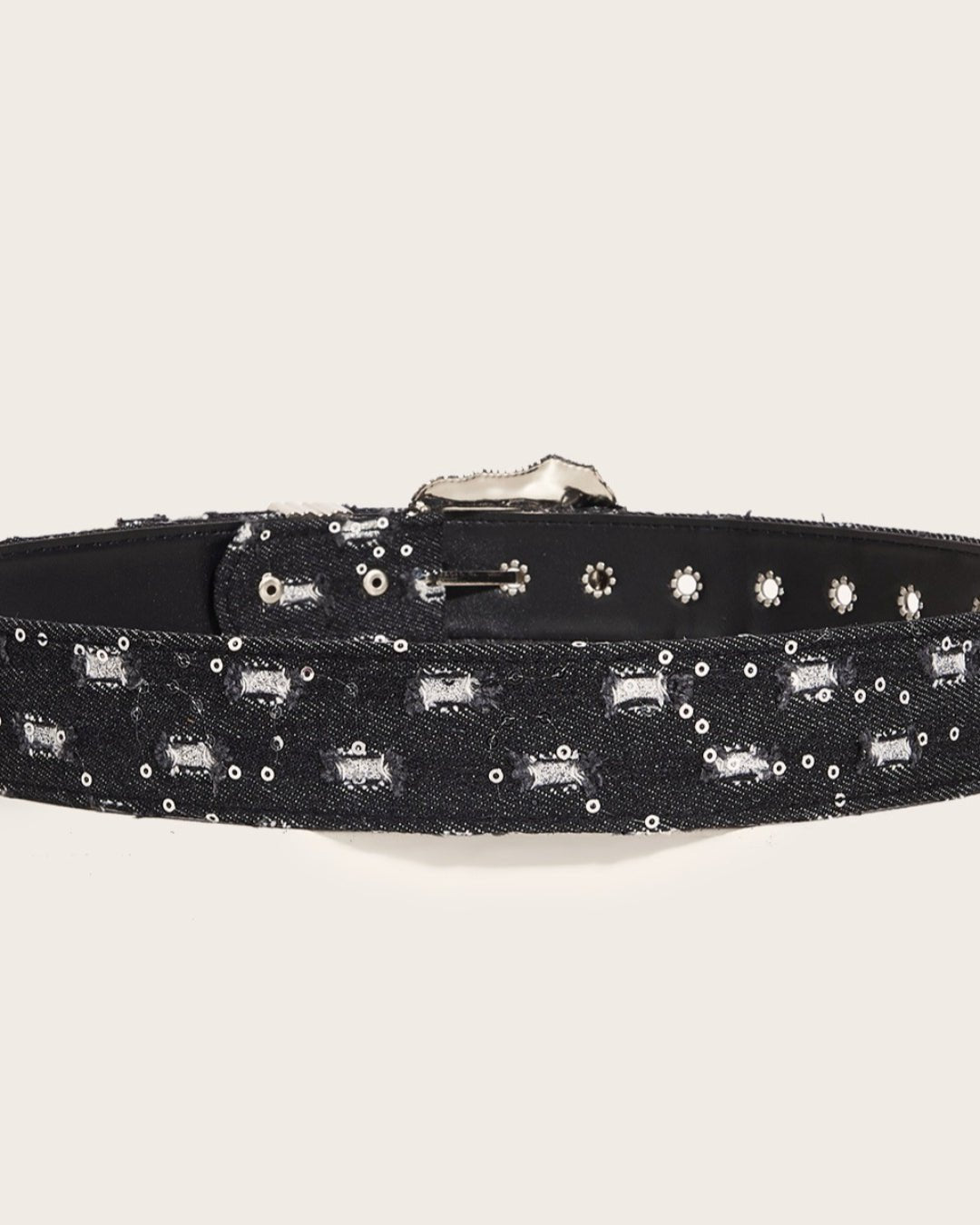 GyaruLab Denim Western Floral Buckle Belt - GyaruLab