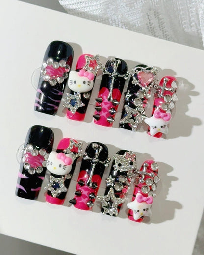 GyaruLab Devil Kitty Punk Press-On Nails - GyaruLab