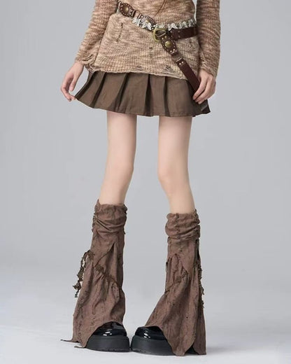 GyaruLab Distressed Layered Leg Covers - Y2K Grunge - GyaruLab