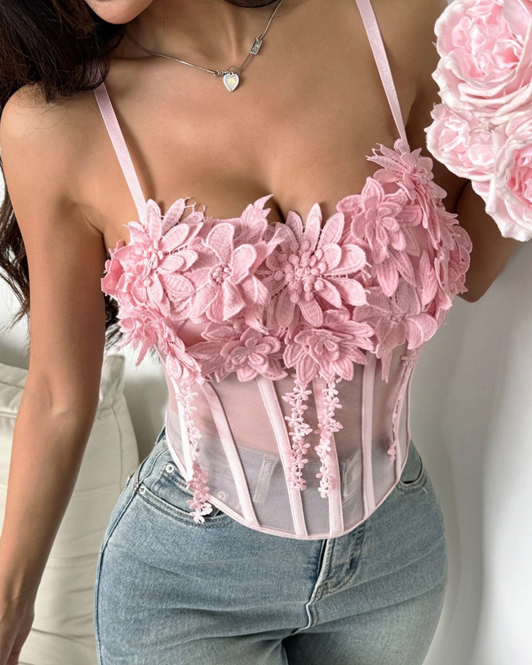 GyaruLab Floral Lace Soft Hime Corset Top - GyaruLab