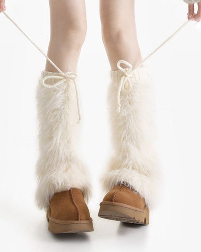 GyaruLab Fluffy Knit Leg Warmers - GyaruLab