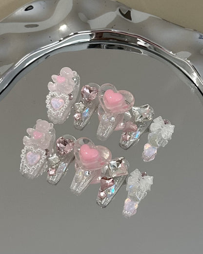 GyaruLab "Glass Heart" Jelly Angel Nails - GyaruLab