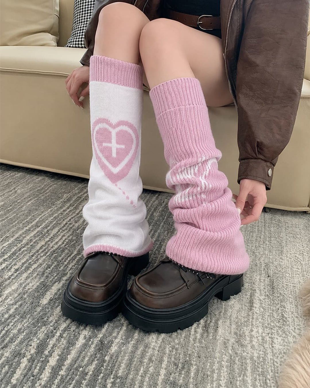 GyaruLab Gothic Y2K Graphic Knit Leg Warmer - GyaruLab