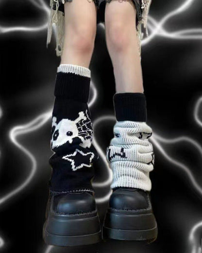 GyaruLab Gothic Y2K Graphic Knit Leg Warmer - GyaruLab