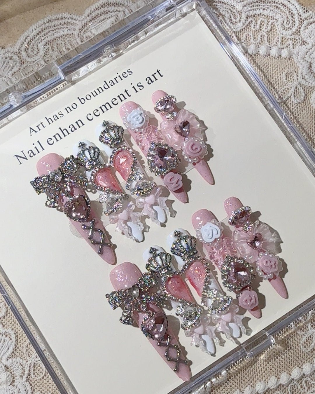 GyaruLab "Hime Majesty" Crown & Lace Jewels Nails - GyaruLab