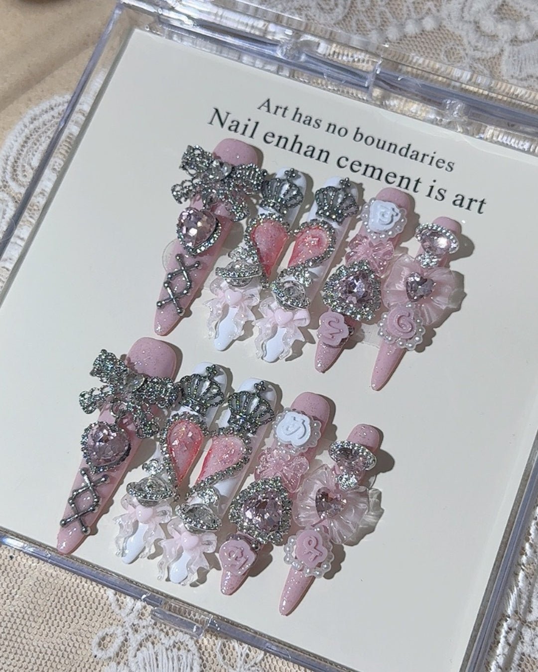 GyaruLab "Hime Majesty" Crown & Lace Jewels Nails - GyaruLab