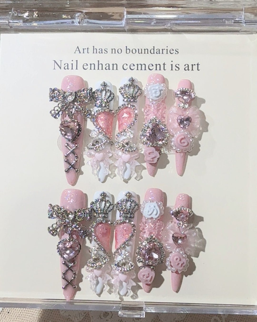 GyaruLab "Hime Majesty" Crown & Lace Jewels Nails - GyaruLab