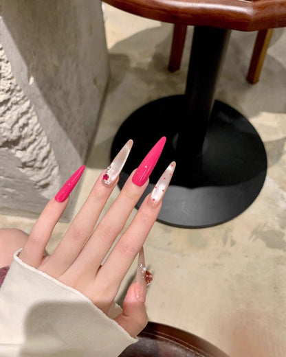 GyaruLab Hot Pink Stiletto Press On Nails - GyaruLab