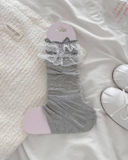 GyaruLab Lace Ruffle Layering Knee Socks - GyaruLab