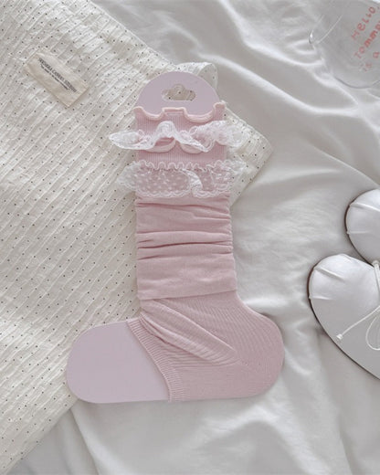 GyaruLab Lace Ruffle Layering Knee Socks - GyaruLab