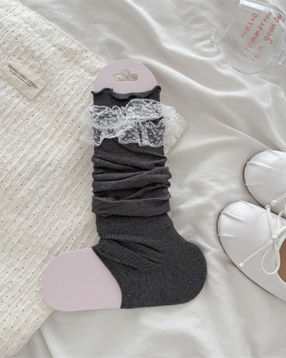 GyaruLab Lace Ruffle Layering Knee Socks - GyaruLab