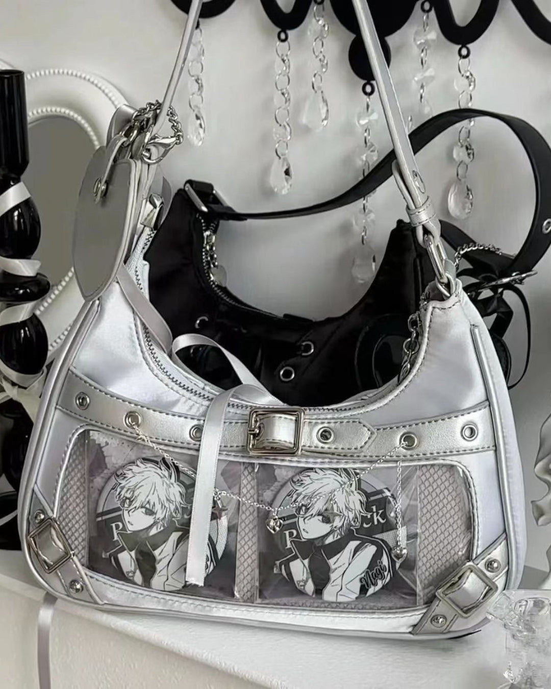GyaruLab Lace Up Heart Ita Bag – Y2K Kawaii Shoulder Bag - GyaruLab