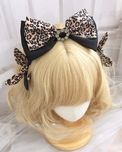 GyaruLab Leopard Bow Headband Hair Tie Set - GyaruLab