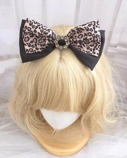 GyaruLab Leopard Bow Headband Hair Tie Set - GyaruLab