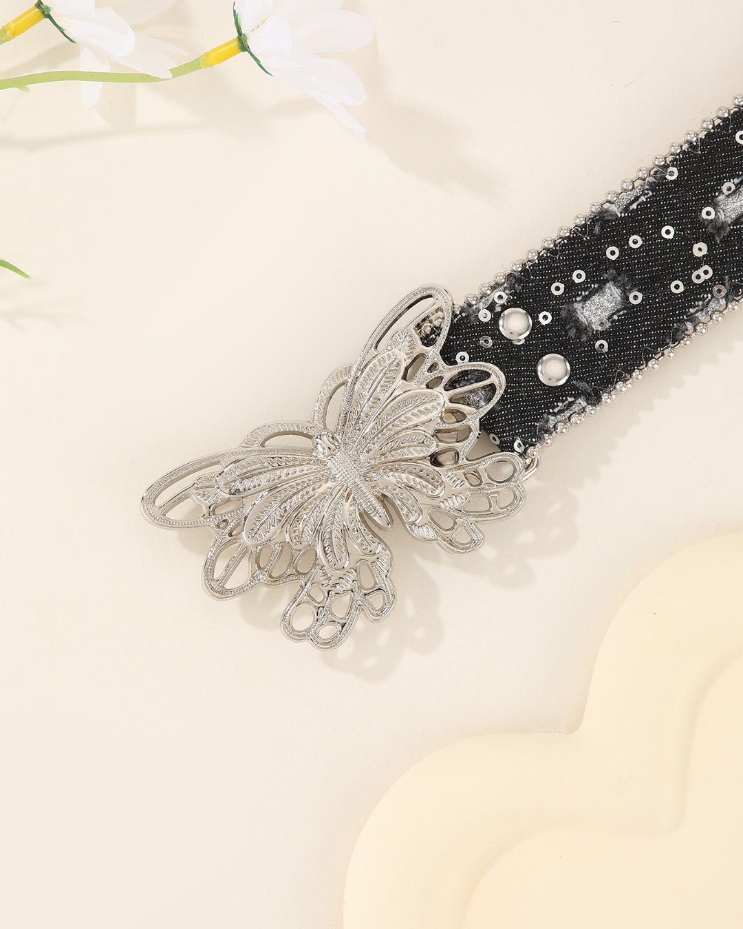 GyaruLab Metallic Butterfly Sequin Waist Belt - GyaruLab