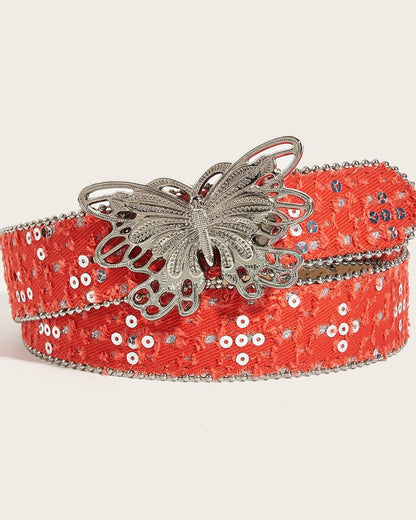 GyaruLab Metallic Butterfly Sequin Waist Belt - GyaruLab
