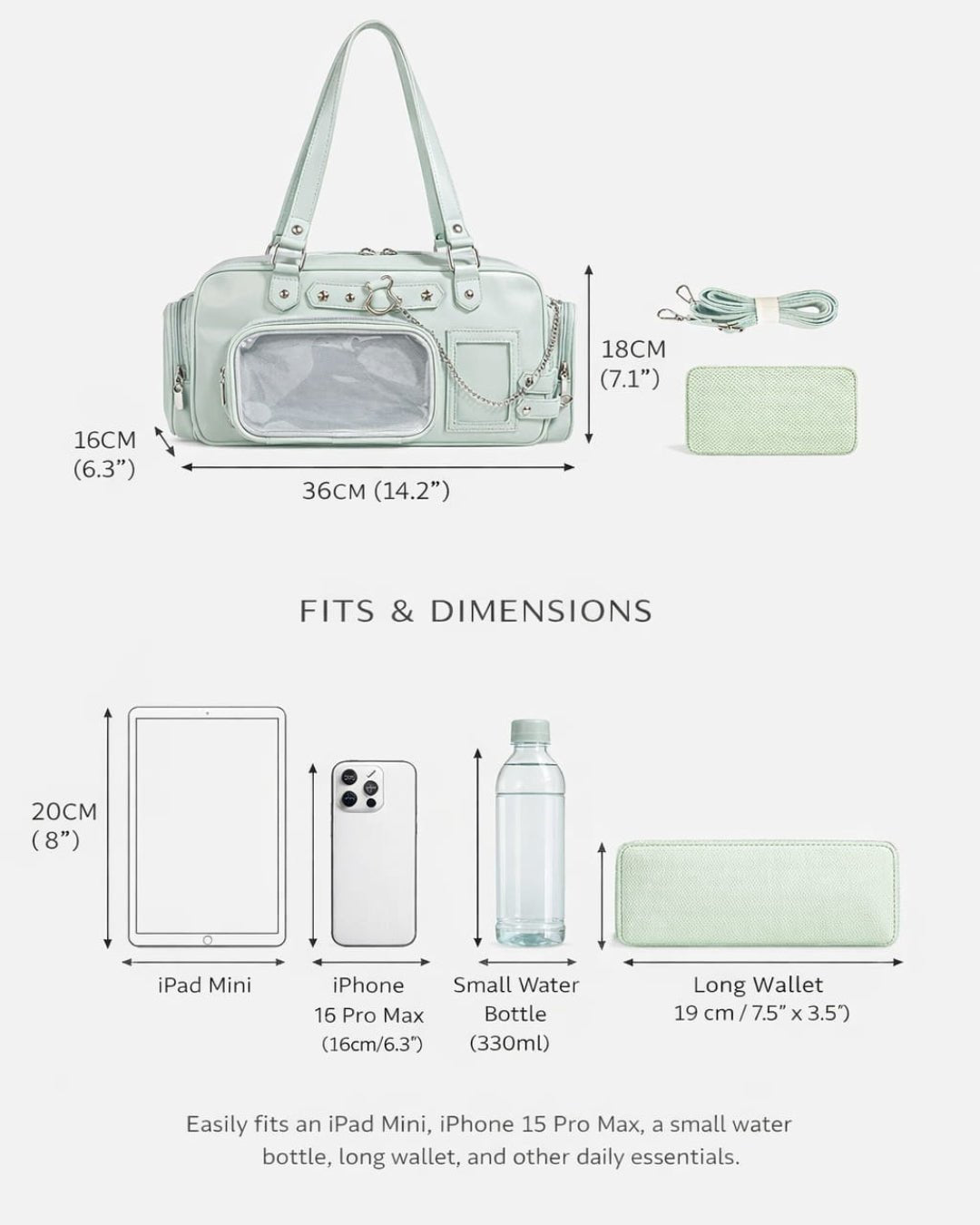 GyaruLab Minimalist Clear Pocket Ita Shoulder Bag - GyaruLab