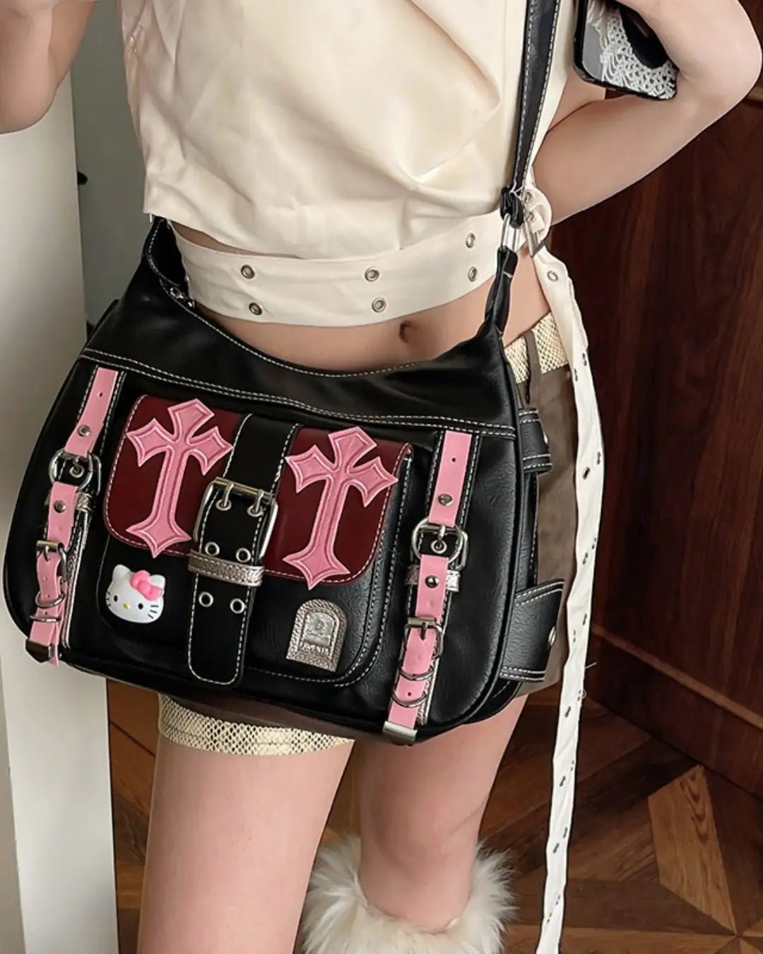GyaruLab "Obsidian Cross" Hobo Bag - GyaruLab