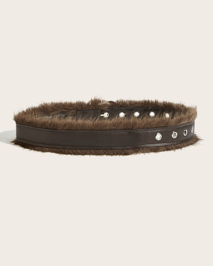 GyaruLab Onee Gyaru Fur Trim Waist Belt - GyaruLab