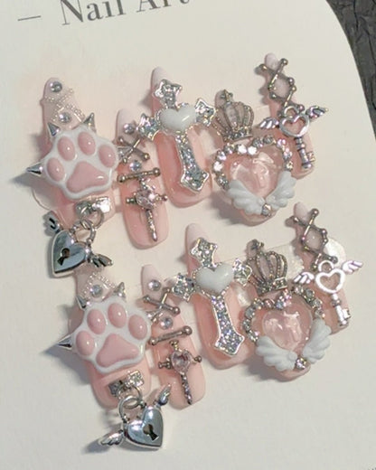 GyaruLab "Paw & Ponder" Gothic Kitten Nails - GyaruLab