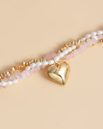 GyaruLab Pearl Heart Charm Choker Necklace - GyaruLab