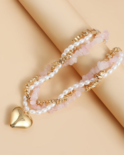 GyaruLab Pearl Heart Charm Choker Necklace - GyaruLab